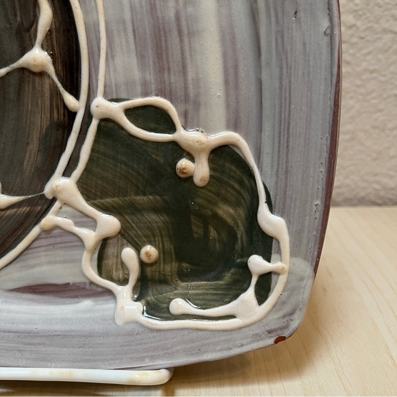 Square Turtle Plate, Square, Artist Made, Terra Cotta with Slip & Glaze. - Picture 3 of 9